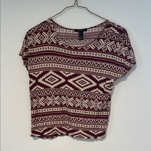 Forever 21 Red Graphic Crop Tee Short Sleeve